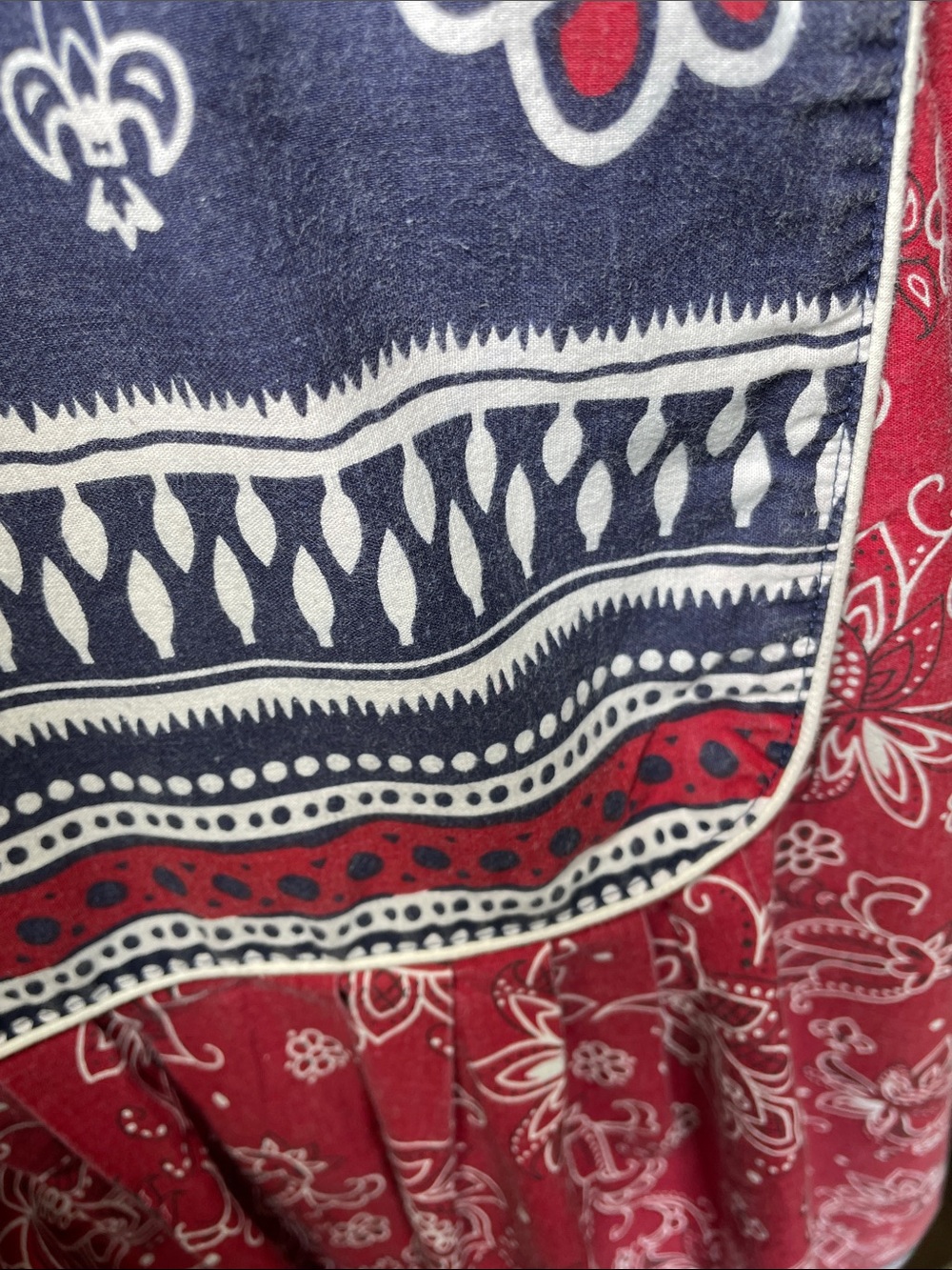 Only Necessities Red Navy Floral Smocked Yoke Nightgown Cotton Size 1X - Picture 7 of 11
